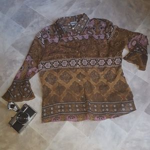 Nicola sheer blouse w gold thread Fall colors!